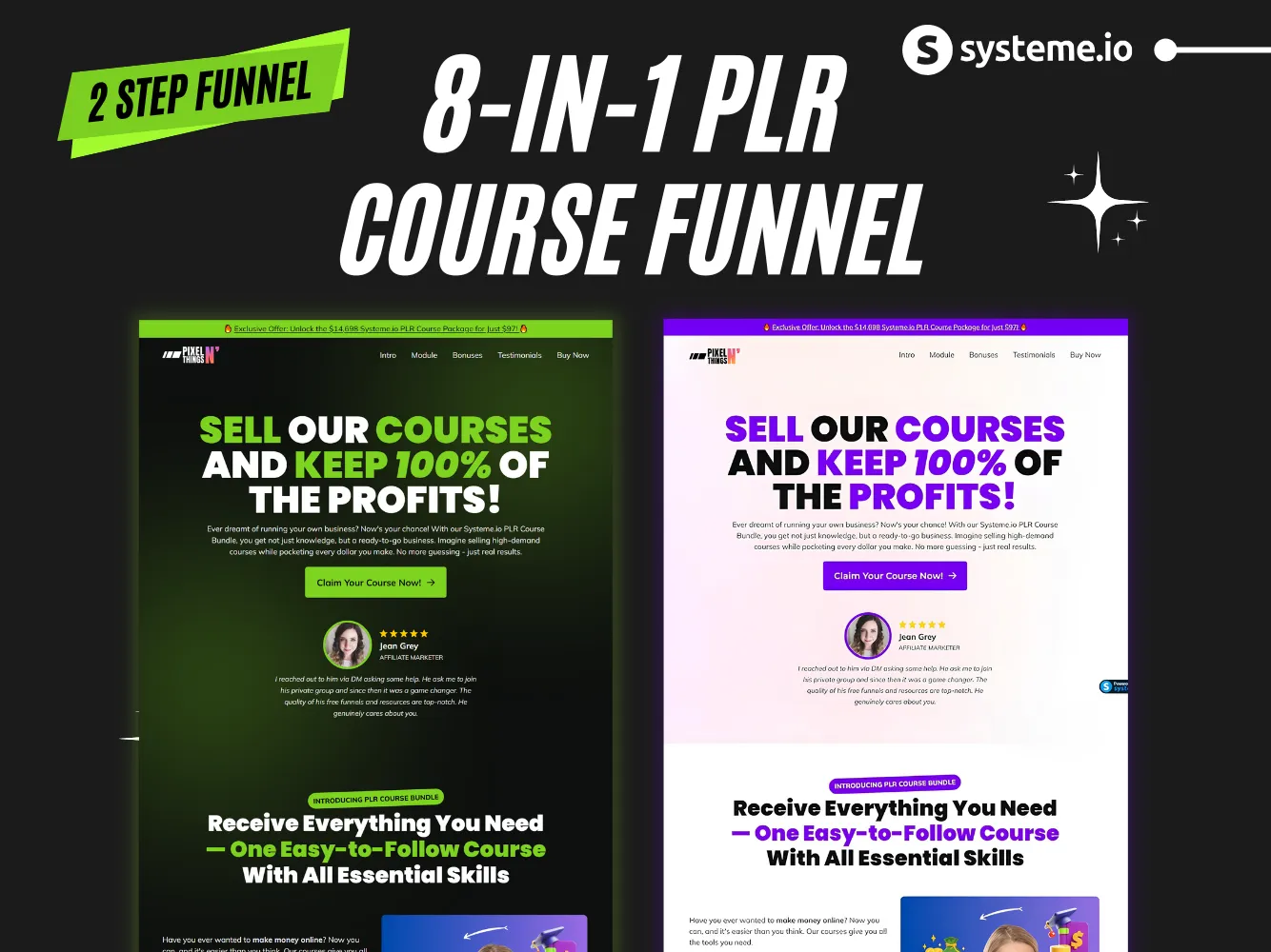 Systeme.Io 8-in-1 PLR Course Sales Funnel | Including Order Page, Thank ...
