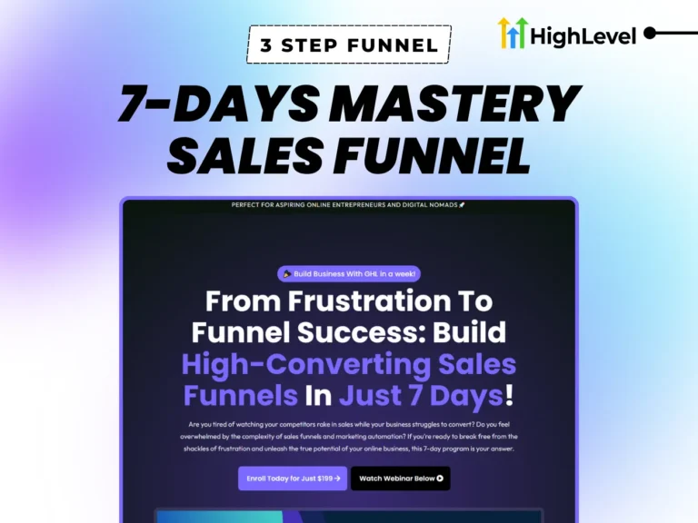 GoHighLevel Sales Funnel Template 7-Day Mastery System Mockup (1)