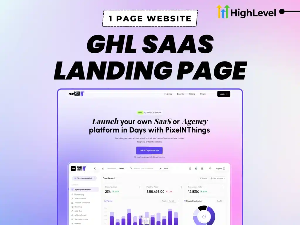 GoHighLevel Done-For-You 1-Page SaaS Website Template | GHL Agency Funnel | Software Landing Page Design Image