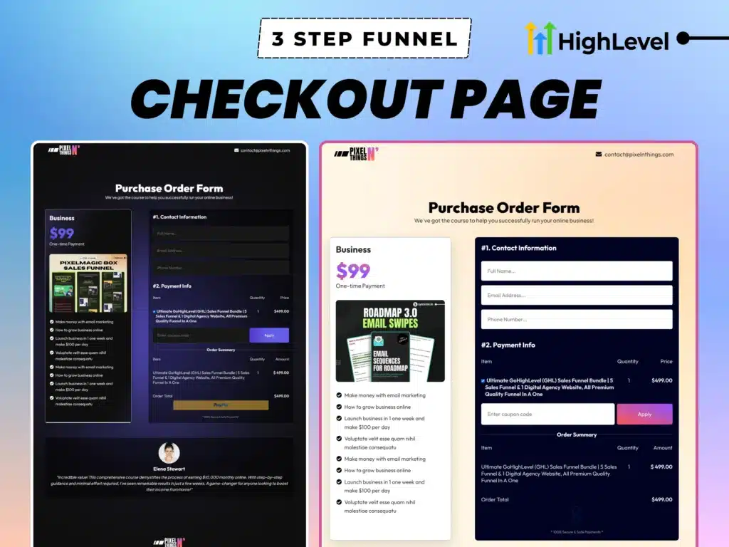 GoHighLevel Checkout Page Template for Course Sales