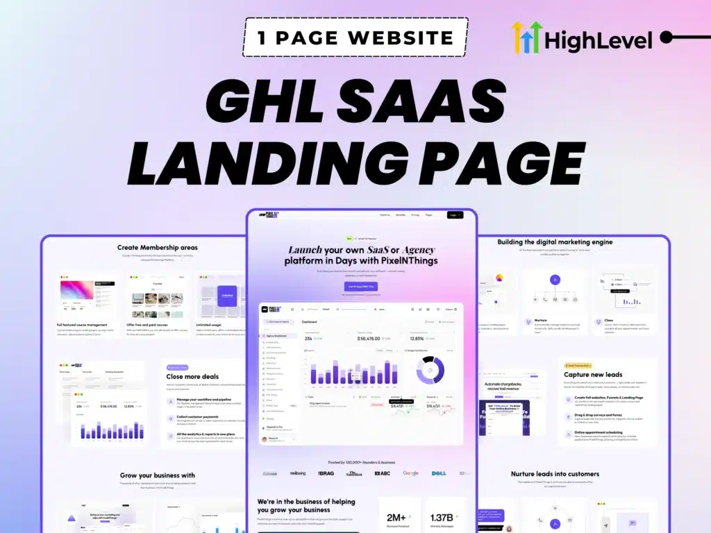 GoHighLevel Done-For-You 1-Page SaaS Website Template | GHL Agency Funnel | Software Landing Page Design Image