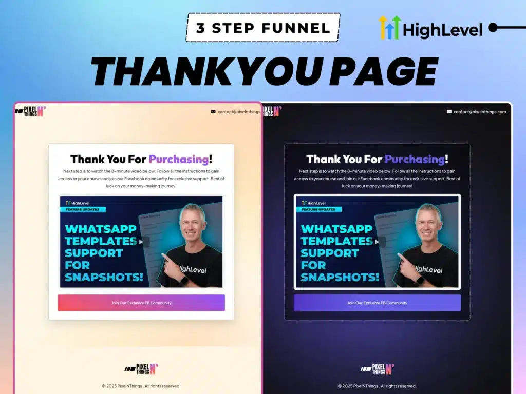 GoHighLevel Thank You Page Template for Course Enrollment