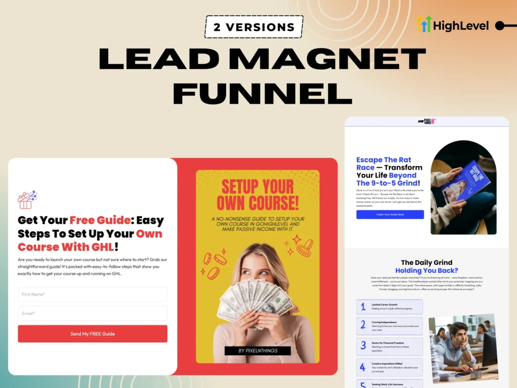 GoHighLevel lead magnet funnel templates – 2 versions to grow email list, offer freebies, and capture leads fast