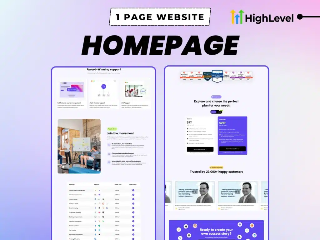 Modern GoHighLevel SaaS Business Homepage