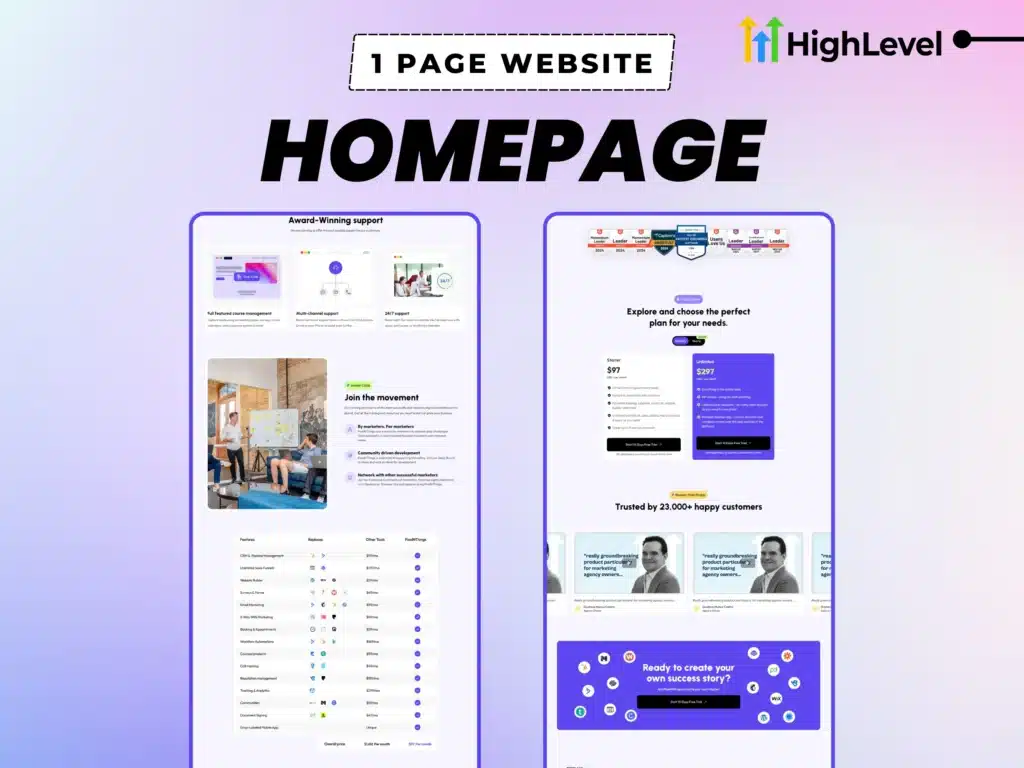 Modern Homepage Design for SaaS Founders – Built for GHL Agencies & Startups
