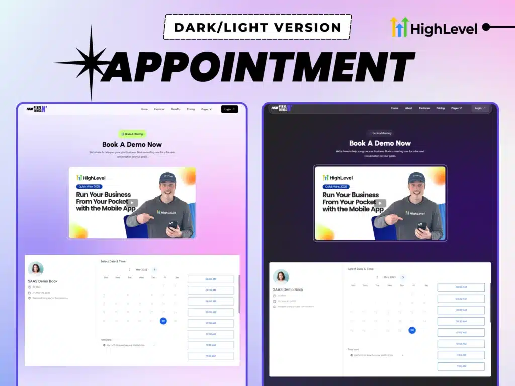 ghl appointment booking page – built in calendar layout for saas funnels