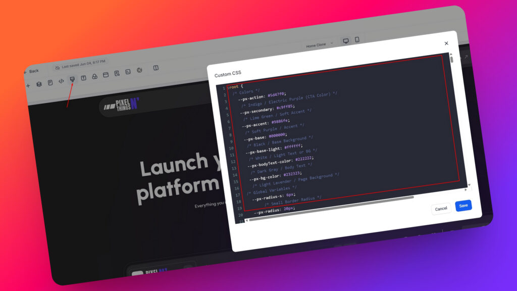 custom css token styling inside gohighlevel builder