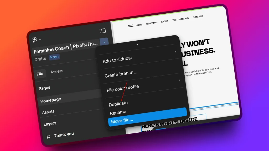 figma screenshot showing to users how to duplicate the design