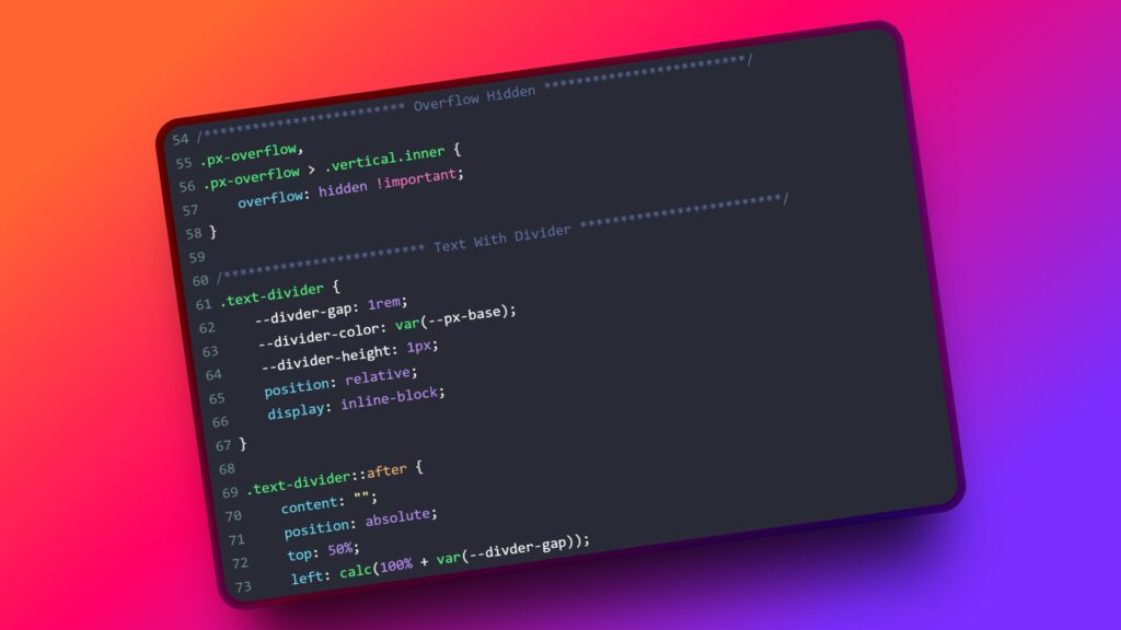 overflow css code and text divider css code screenshot in ghl builder