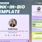professional link in bio template for gohighlevel – modern social media landing page design with contact form and social links for coaches and content creators