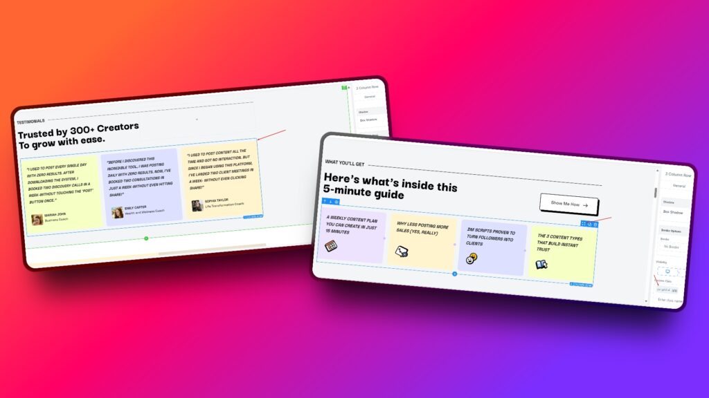 responsive card grid custom css class inside ghl builder