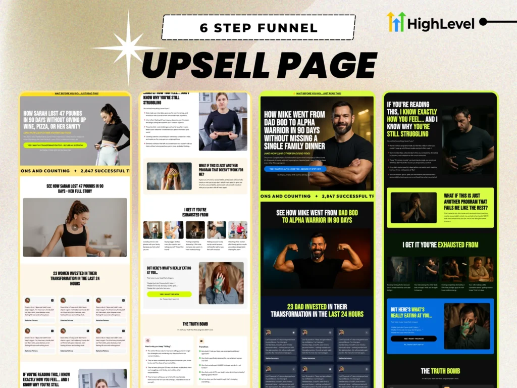 fitness coach sales funnel for lead generation & upsells on gohighlevel
