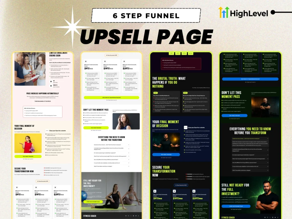 fitness coach sales funnel for lead generation & upsells on gohighlevel mockup 2