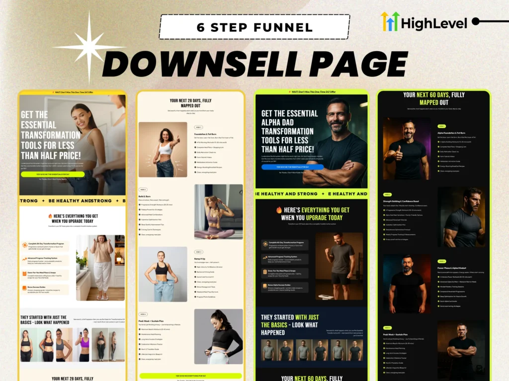 gohighlevel fitness funnel downsell page