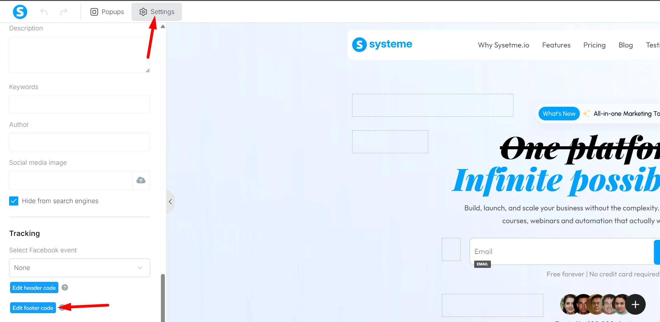 gsap code paste in systeme.io builder