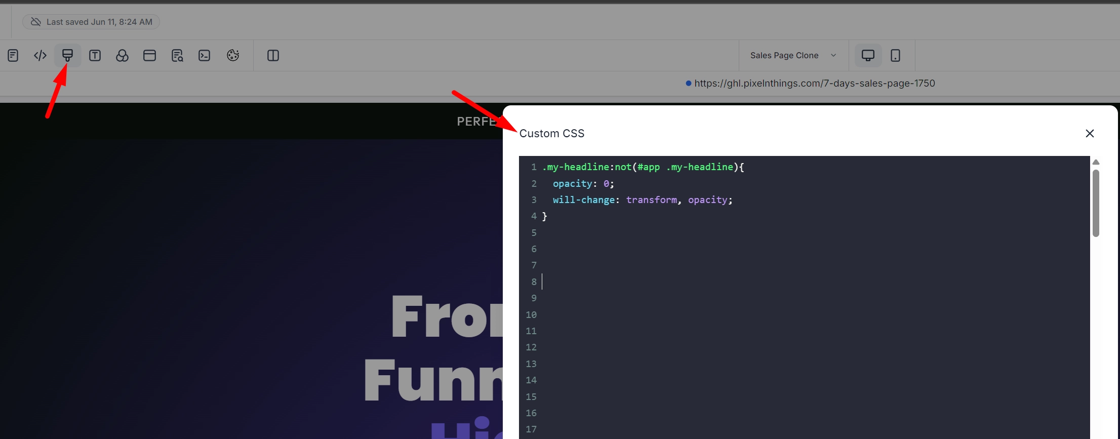 gsap css code in ghl builder