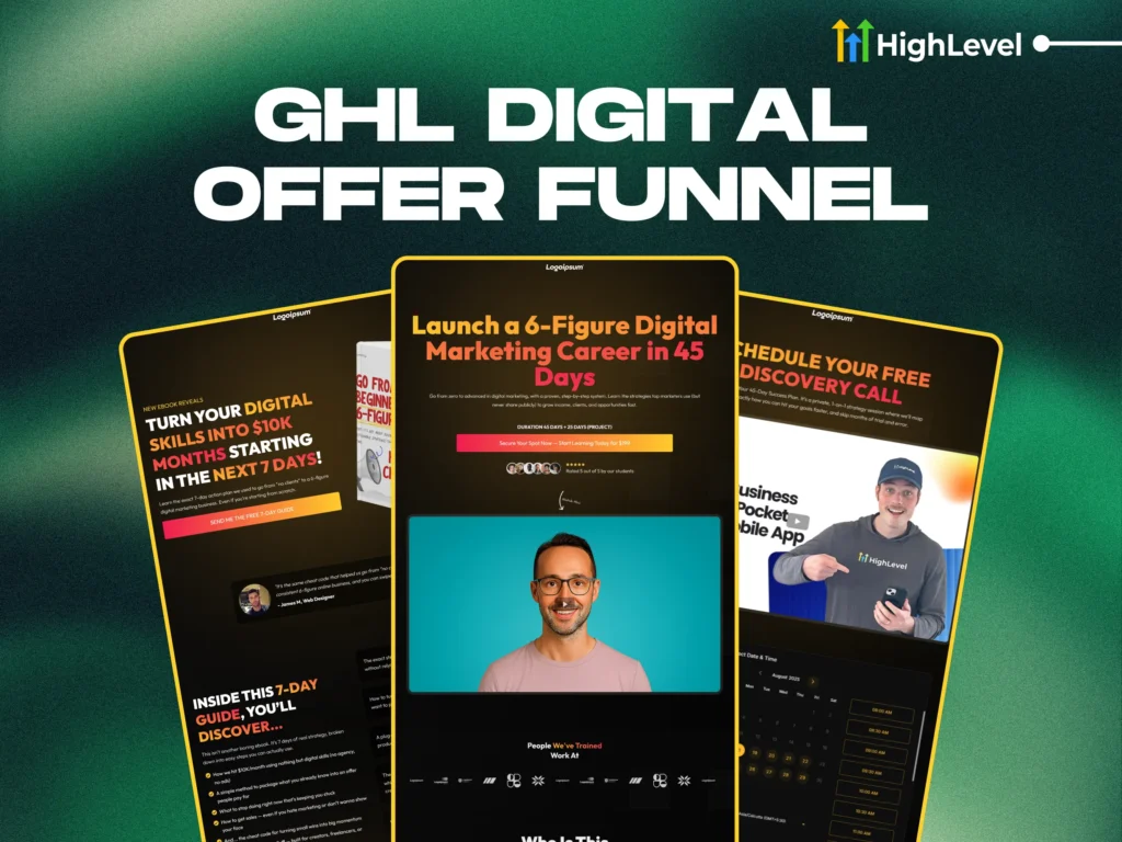 gohighlevel dfy sales funnel 6 step funnel for digital products, courses, and coaching