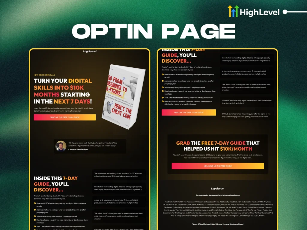 gohighlevel lead magnet opt in page design convert leads with free guide or ebook