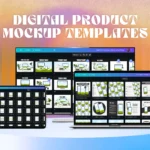 119 digital product mockup templates and 20 smartphone mockups for canva to showcase ebooks and planners