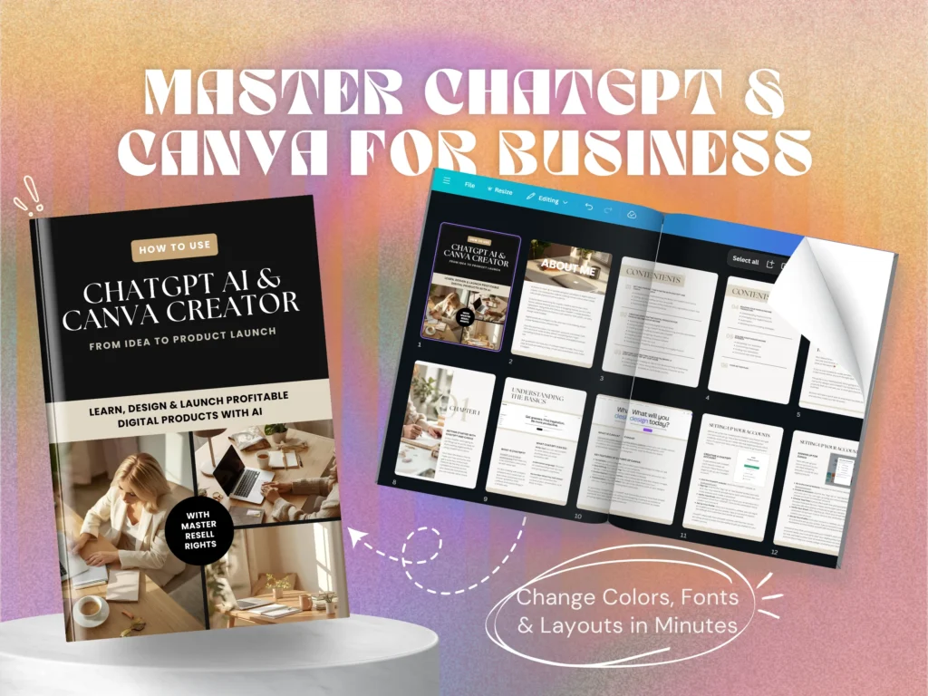 chatgpt ai and canva creator guide showing how to design and launch digital products with ai tools