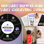 instant digital download instructions showing 5 steps to edit, upload, and sell plr products in canva