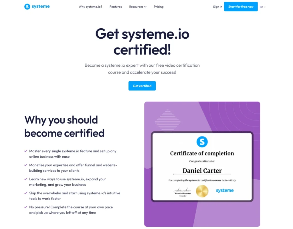 systeme.io certification