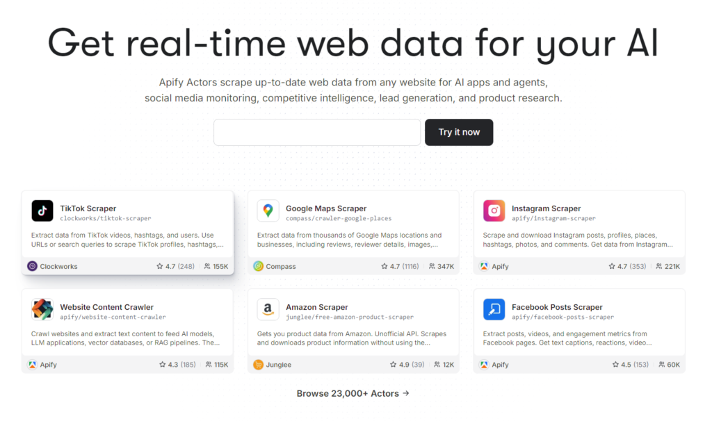 apify scrapper interface