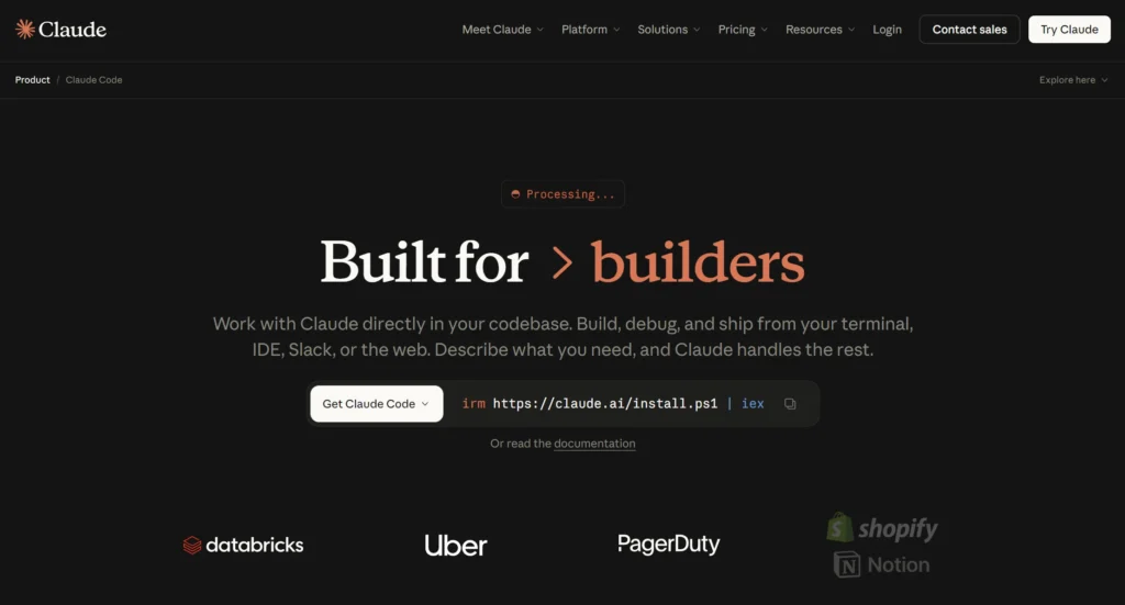 claude code landing page