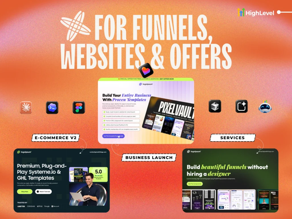 hero blocks for funnels websites and offers